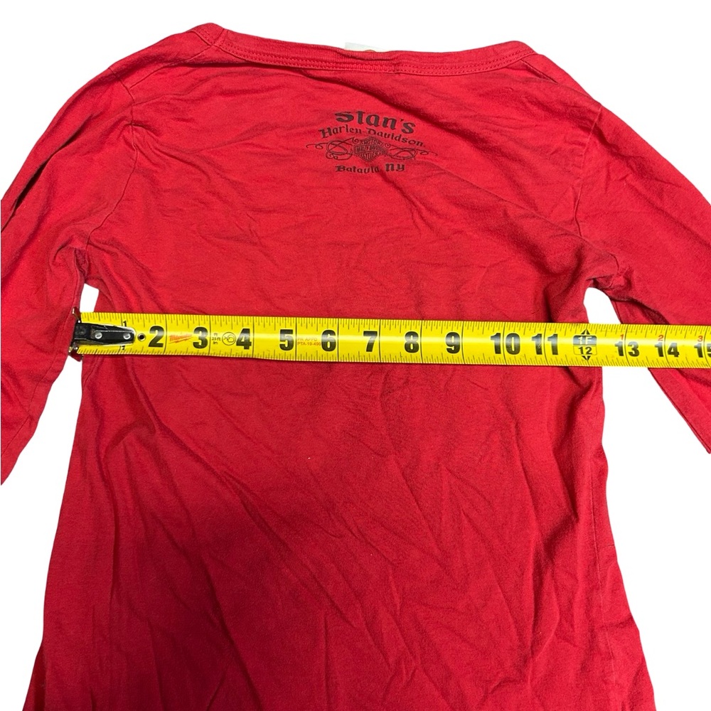 Harley-Davidson Red Long Sleeve Studded Shield Tee - Picture 5 of 6
